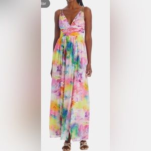 Aidan by Aidan Mattox Women’s  Chiffon Printed Summer Maxi Dress Size 4 Altered
